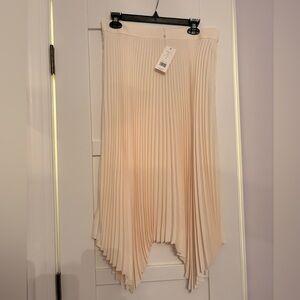 Tory Burch Sunburst Cream Asymmetrical Pleated Skirt